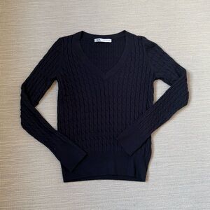Zara Navy Cable Knit Sweater